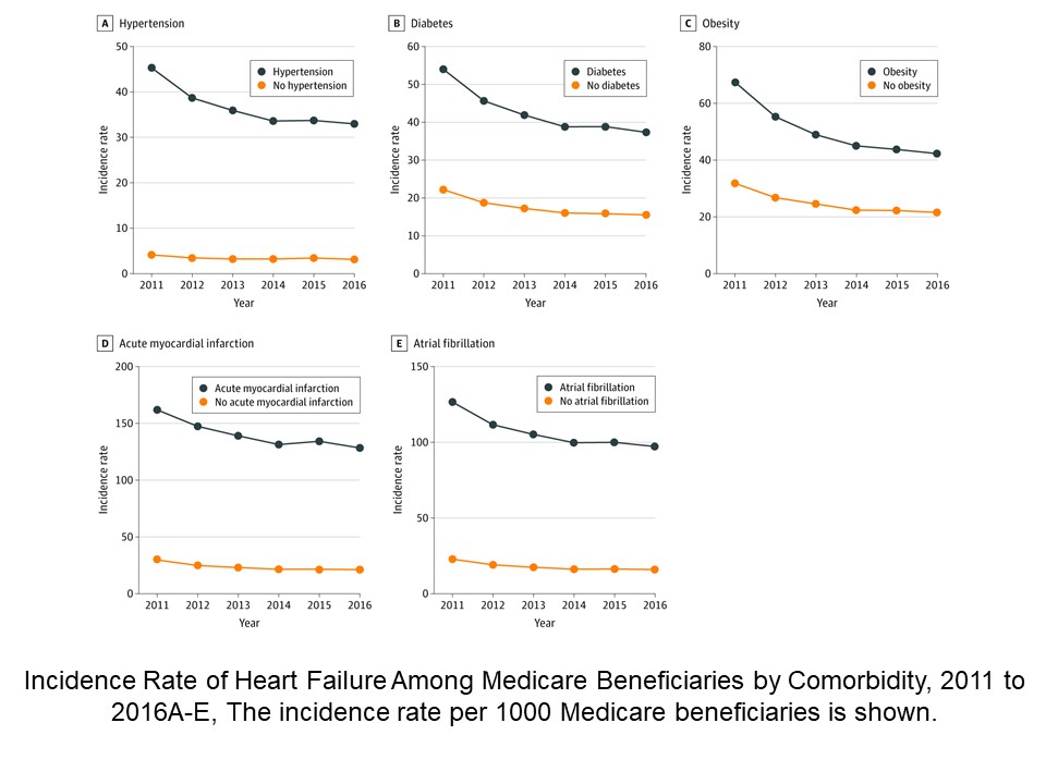 Incidence Rate of Heart Failure Among Medicare Beneficiaries by Comorbidity, 2011-2016